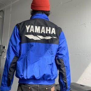 Misty Mountain Yamaha Jacket Mens Small Blue Black Racing Windbreaker Vintage
